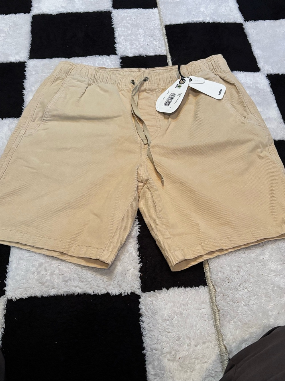 Prana Men's Beige Elastic-Waist Athletic Shorts
